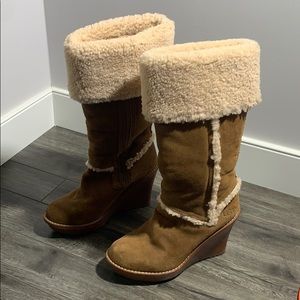 UGG | Aubrie Suede Wedge Knee Shearling Boot